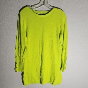Joseph A. Vibrant Green Sweater waffle Knit size M
